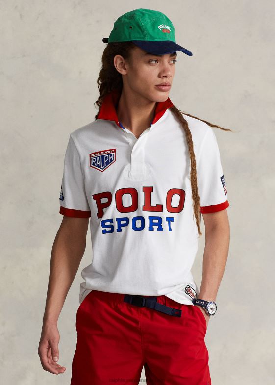 alb clasic oxford unisex Ralph Lauren tricou de rugby polo sport cu ochiuri clasice 04688971