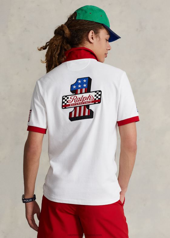 alb clasic oxford unisex Ralph Lauren tricou de rugby polo sport cu ochiuri clasice 04688971