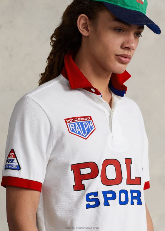alb clasic oxford unisex Ralph Lauren tricou de rugby polo sport cu ochiuri clasice 04688971