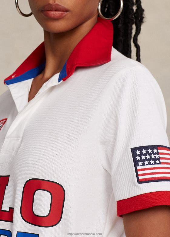 alb clasic oxford unisex Ralph Lauren tricou de rugby polo sport cu ochiuri clasice 04688971