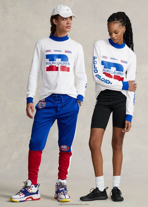 alb unisex Ralph Lauren cămașă mockneck din tricot cu logo 046883426