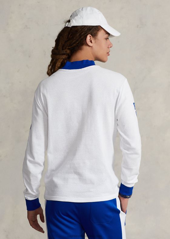 alb unisex Ralph Lauren cămașă mockneck din tricot cu logo 046883426