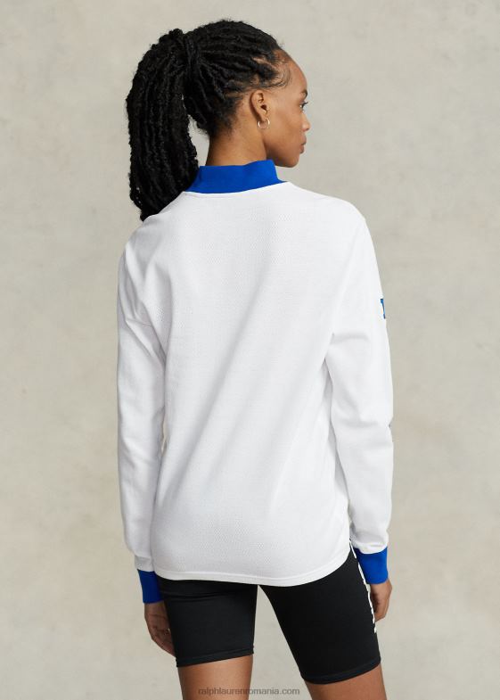 alb unisex Ralph Lauren cămașă mockneck din tricot cu logo 046883426