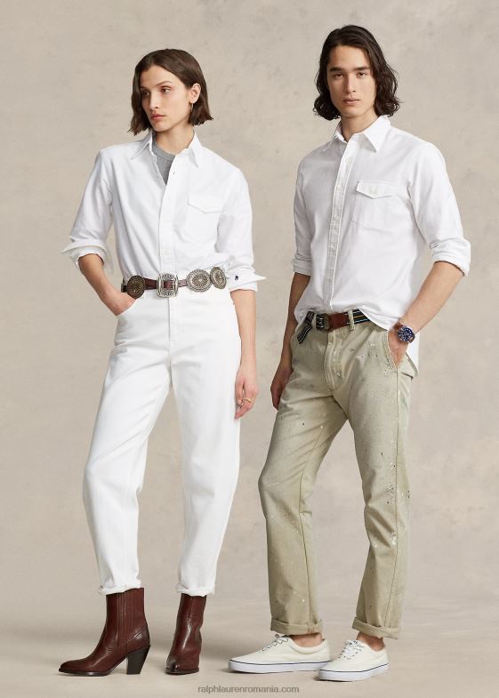 alb unisex Ralph Lauren cămașă oxford personalizată 04688934