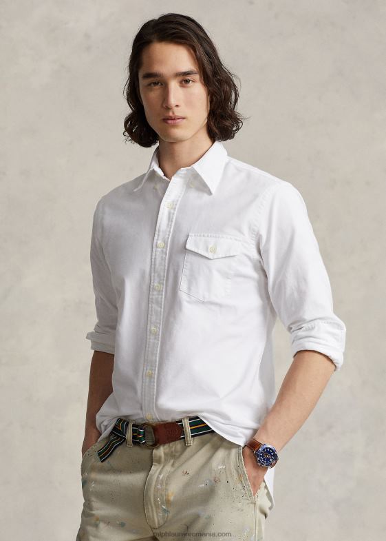 alb unisex Ralph Lauren cămașă oxford personalizată 04688934