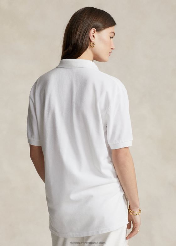 alb unisex Ralph Lauren tricou polo din plasă cu potrivire originală 046883402