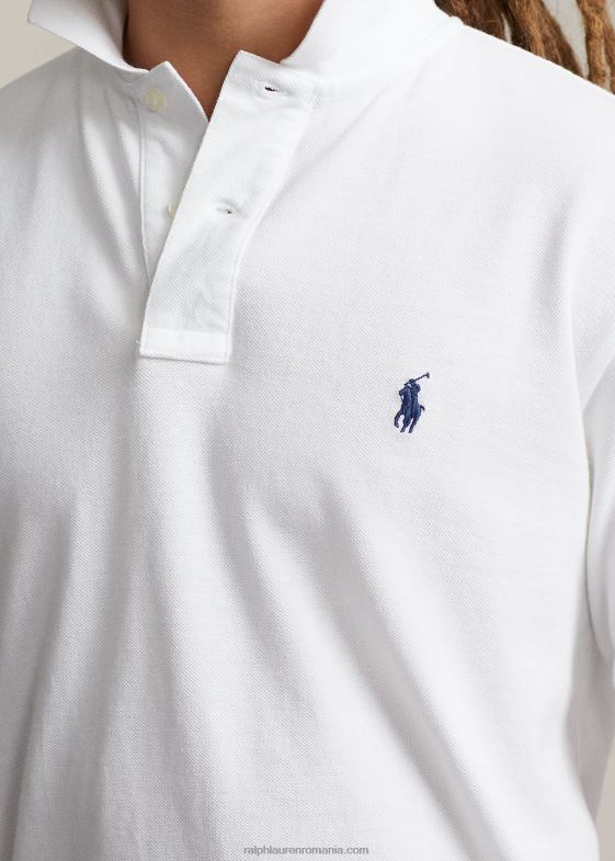 alb unisex Ralph Lauren tricou polo din plasă cu potrivire originală 046883402
