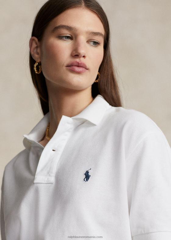 alb unisex Ralph Lauren tricou polo din plasă cu potrivire originală 046883402