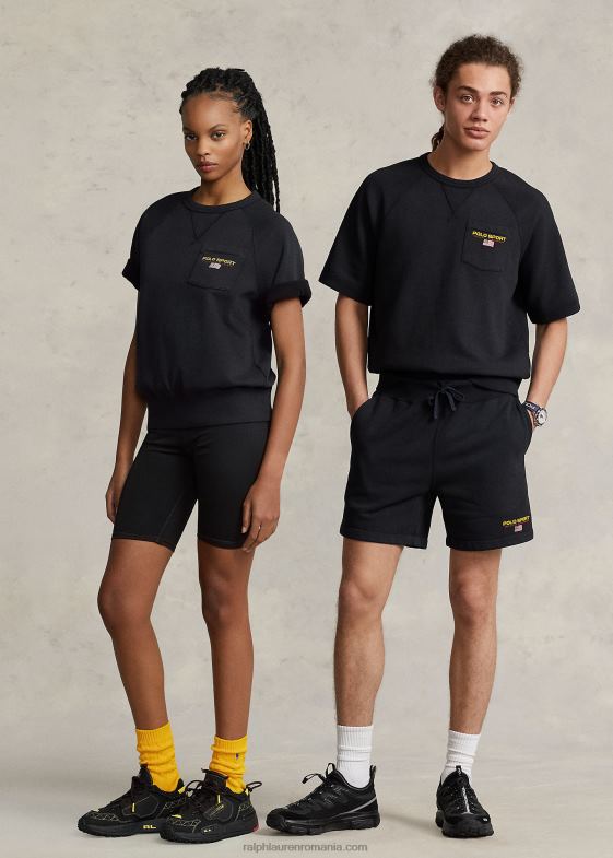 negru unisex Ralph Lauren hanorac sport polo cu mânecă scurtă 046883420