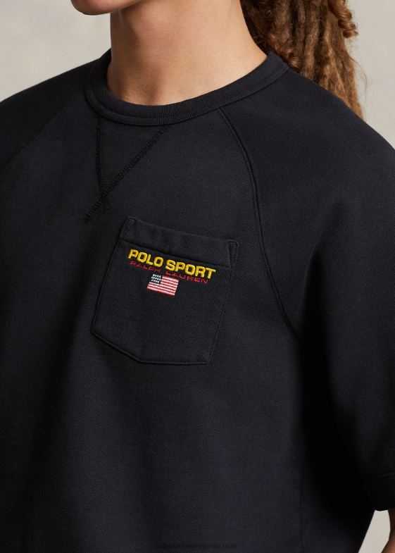 negru unisex Ralph Lauren hanorac sport polo cu mânecă scurtă 046883420