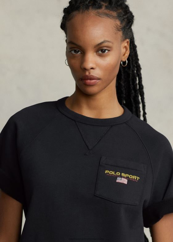 negru unisex Ralph Lauren hanorac sport polo cu mânecă scurtă 046883420