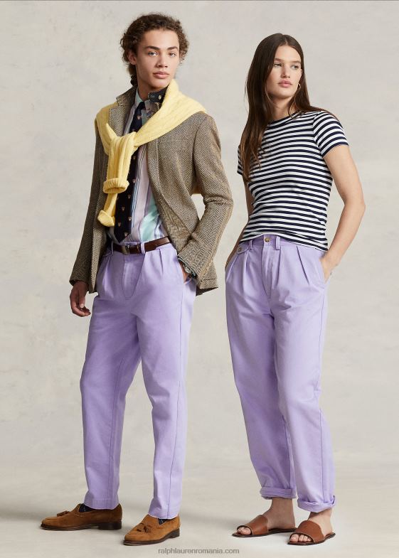 lavanda cerului unisex Ralph Lauren pantaloni chino cu pliuri cu potrivire relaxată whitman 0468888