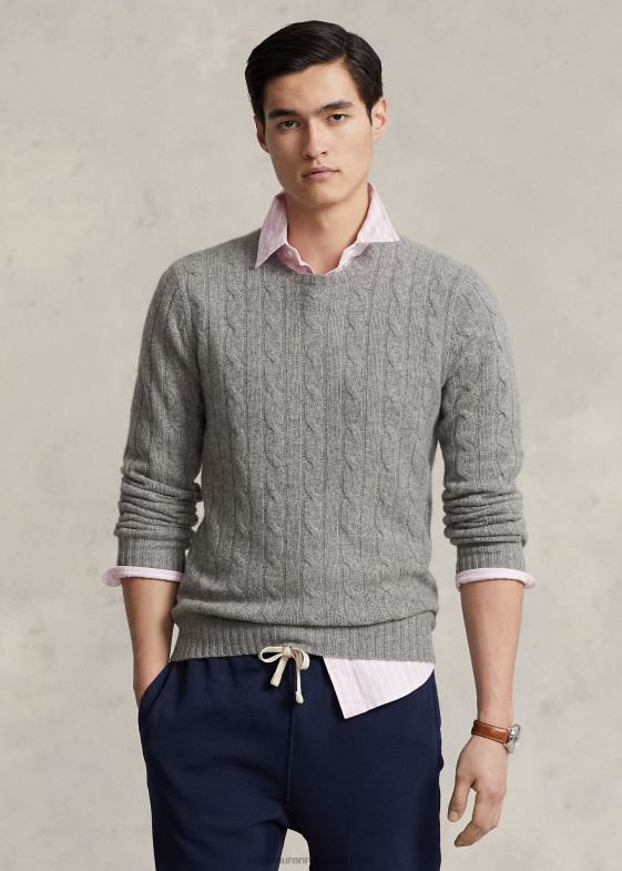 căpriu cenuşiu erica unisex Ralph Lauren iconicul pulover din cașmir tricot în cablu 046883395