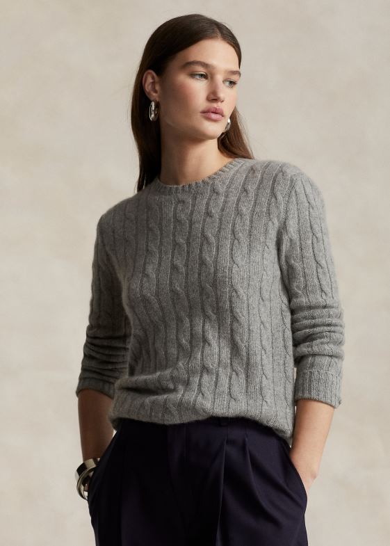 căpriu cenuşiu erica unisex Ralph Lauren iconicul pulover din cașmir tricot în cablu 046883395