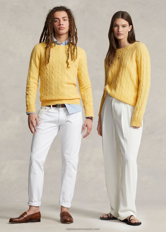 cad galben unisex Ralph Lauren iconicul pulover din cașmir tricot în cablu 046883397