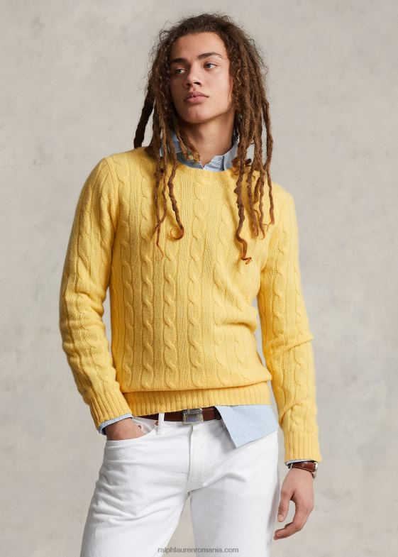 cad galben unisex Ralph Lauren iconicul pulover din cașmir tricot în cablu 046883397