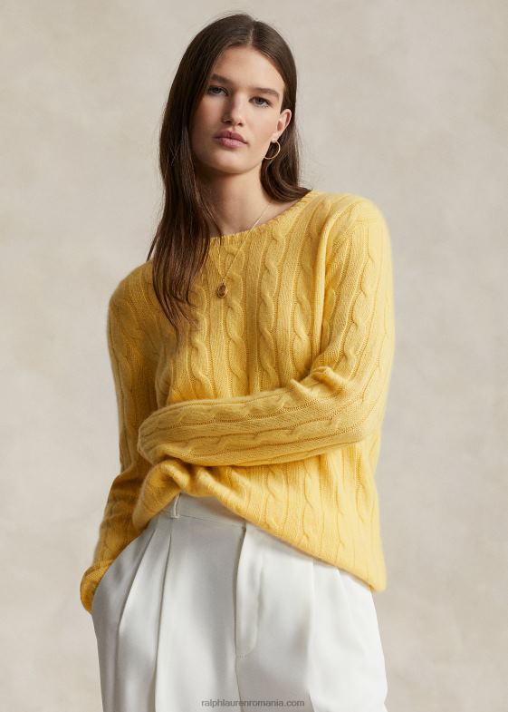 cad galben unisex Ralph Lauren iconicul pulover din cașmir tricot în cablu 046883397