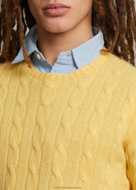 cad galben unisex Ralph Lauren iconicul pulover din cașmir tricot în cablu 046883397