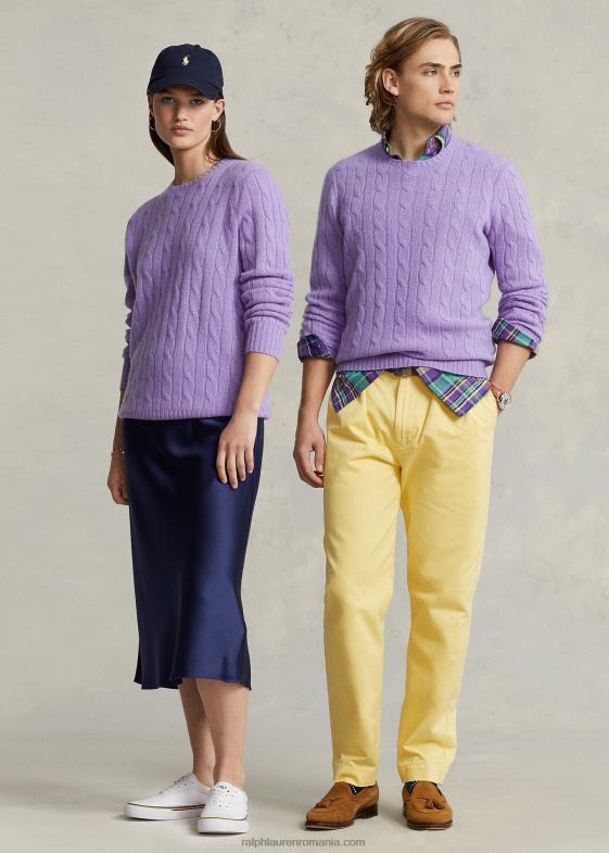 maidstone purple heather unisex Ralph Lauren iconicul pulover din cașmir tricot în cablu 046883394