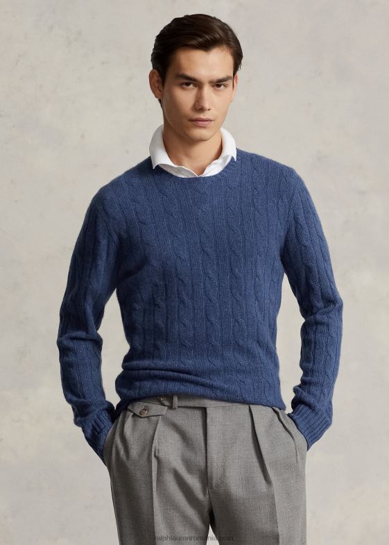 rustic marine heather unisex Ralph Lauren iconicul pulover din cașmir tricot în cablu 046883392
