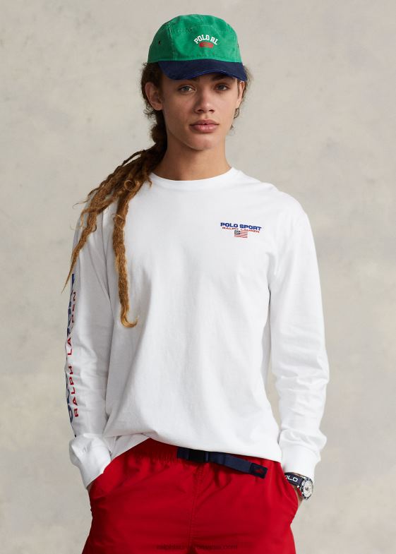 alb unisex Ralph Lauren tricou polo sport din tricou cu potrivire clasică 04688454