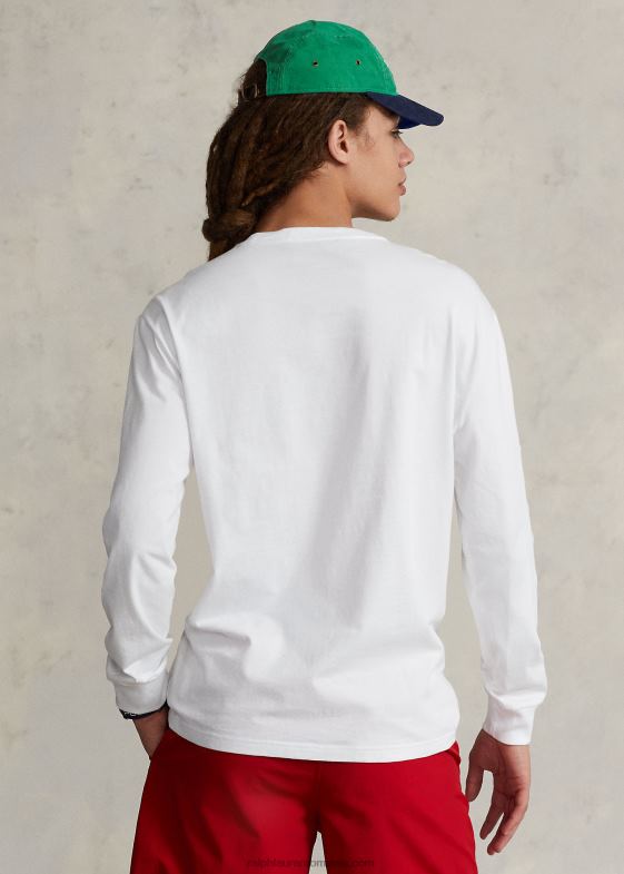 alb unisex Ralph Lauren tricou polo sport din tricou cu potrivire clasică 04688454