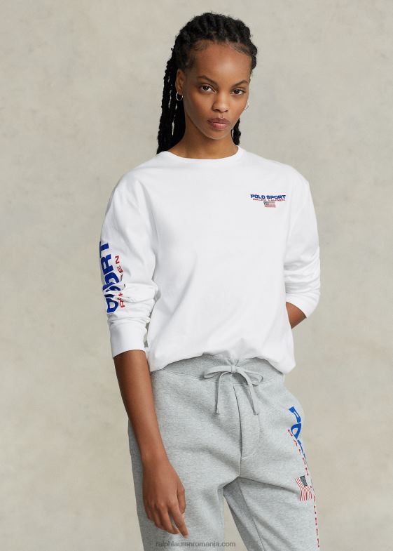 alb unisex Ralph Lauren tricou polo sport din tricou cu potrivire clasică 04688454