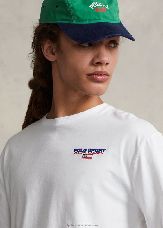 alb unisex Ralph Lauren tricou polo sport din tricou cu potrivire clasică 04688454