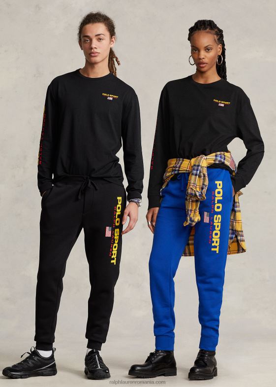 negru/auriu unisex Ralph Lauren tricou polo sport din tricou cu potrivire clasică 04688456